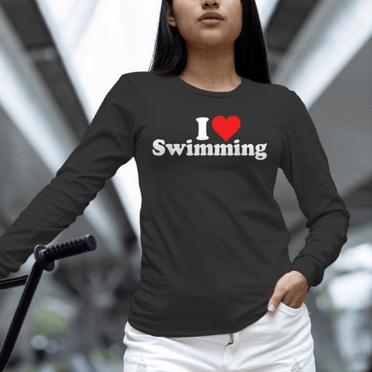 I LOVE HEART SWIMMING Unisex Long Sleeve T-Shirt