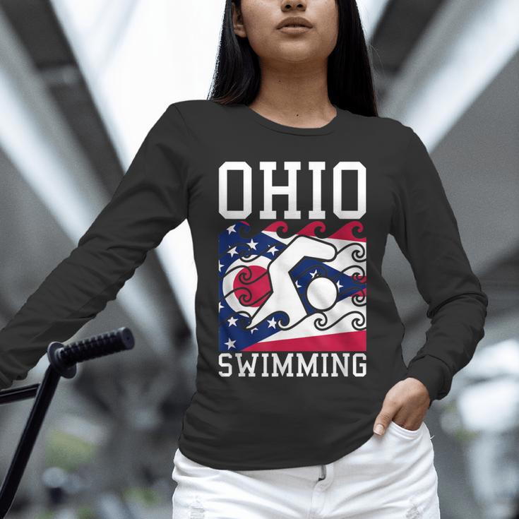 Ohio Flag Swimming Team Swim Swimmer US State Unisex Long Sleeve T-Shirt