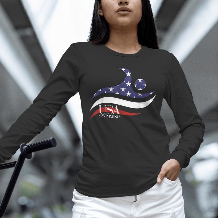 Patriotic American Flag Floating USA Swimming Team Unisex Long Sleeve T-Shirt Patriotic American Flag Floating USA Swimming Team Unisex Long Sleeve T-Shirt