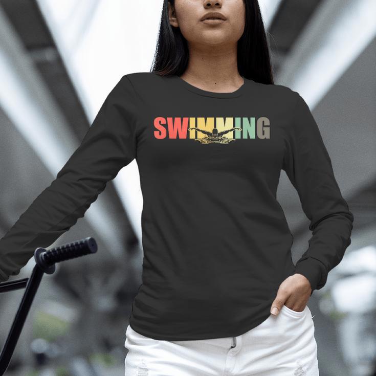 Retro Swimming Vintage Swimming Swimmer Unisex Long Sleeve T-Shirt Retro Swimming Vintage Swimming Swimmer Unisex Long Sleeve T-Shirt
