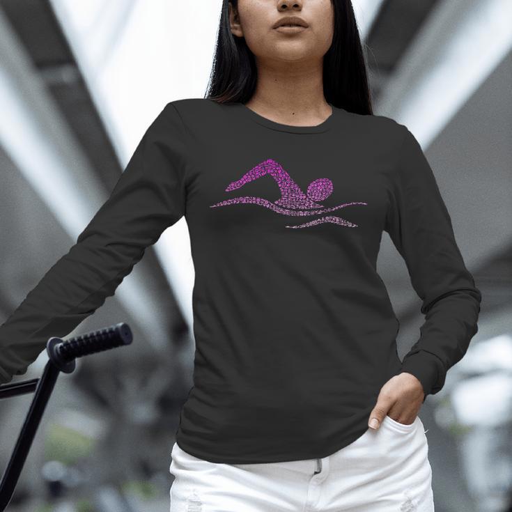 Silhouette Icon Swimmer Stuff Girls Swimming Unisex Long Sleeve T-Shirt