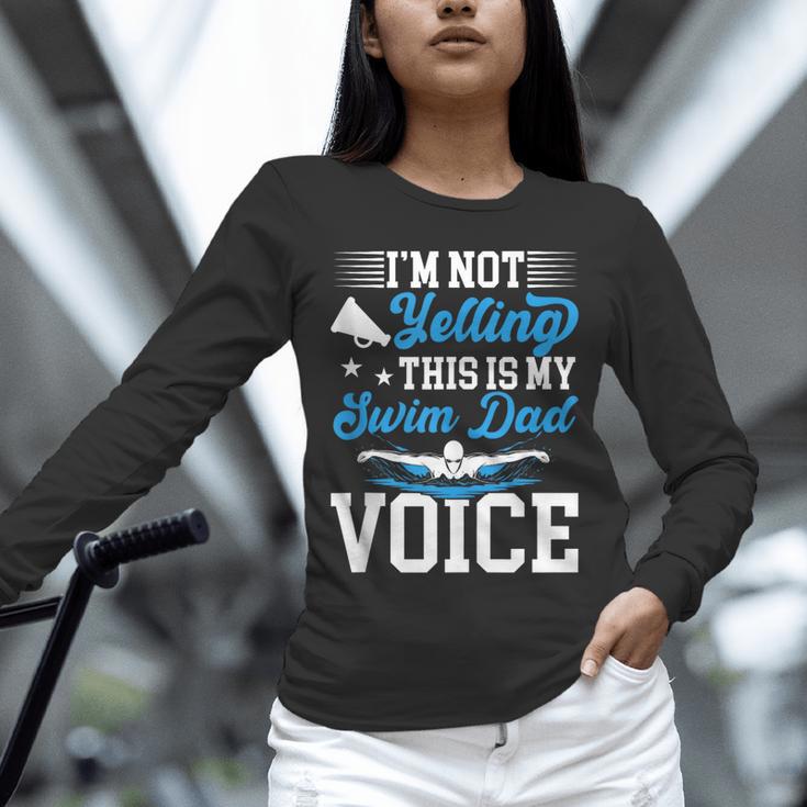 Swim Dad Voice Swimming Dad Of A Swimmer Father Unisex Long Sleeve T-Shirt