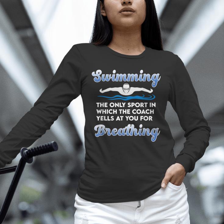Swim Team Swimming Coach Quote Swim Breathing Joke Unisex Long Sleeve T-Shirt Swim Team Swimming Coach Quote Swim Breathing Joke Unisex Long Sleeve T-Shirt