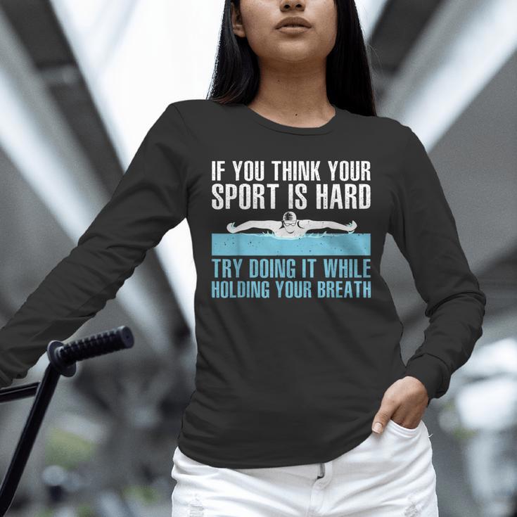 Swimming Art For Men Women Swimmer Swim Coach Training Unisex Long Sleeve T-Shirt