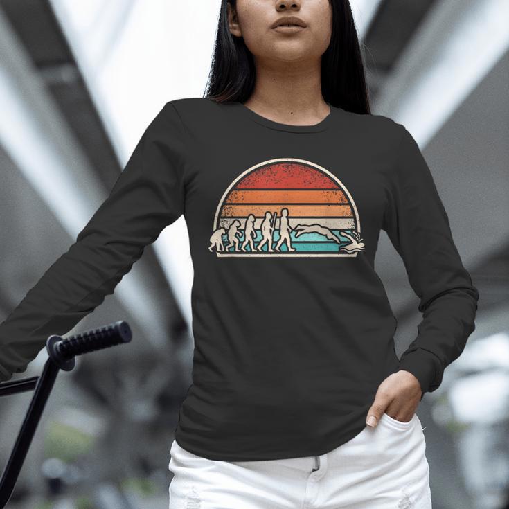 Swimming Evolution Retro Swim Swimmer Men Women Unisex Long Sleeve T-Shirt Swimming Evolution Retro Swim Swimmer Men Women Unisex Long Sleeve T-Shirt