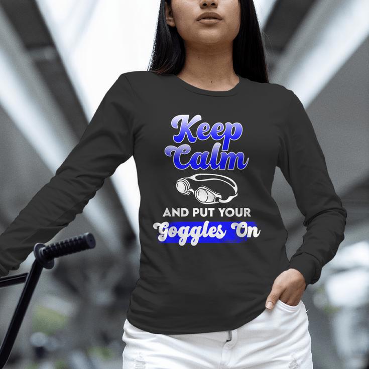 Swimming Goggles Saying Swim Team Gear Unisex Long Sleeve T-Shirt