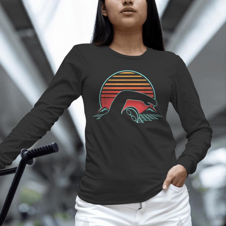 Swimming Retro Vintage 80s Style Swimmer Unisex Long Sleeve T-Shirt Swimming Retro Vintage 80s Style Swimmer Unisex Long Sleeve T-Shirt