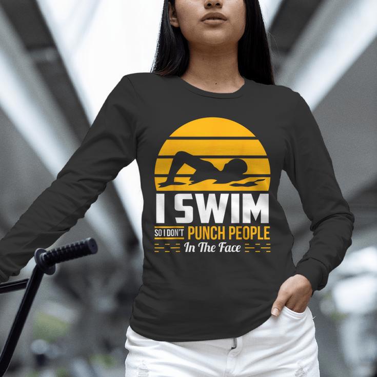 Swimming Swimmer Swim Team So I Don't Punch Unisex Long Sleeve T-Shirt