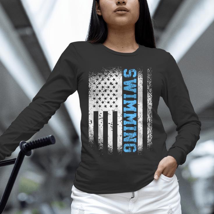 USA Flag Swimming Swim American Swimmer Unisex Long Sleeve T-Shirt USA Flag Swimming Swim American Swimmer Unisex Long Sleeve T-Shirt