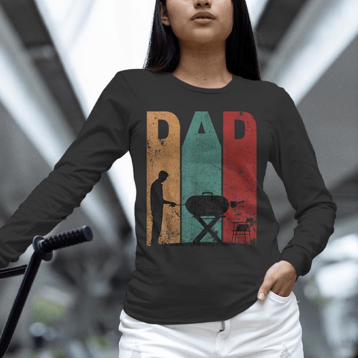 Vintage BBQ Dad Silhouette Father's Day Retro Unisex Long Sleeve T-Shirt