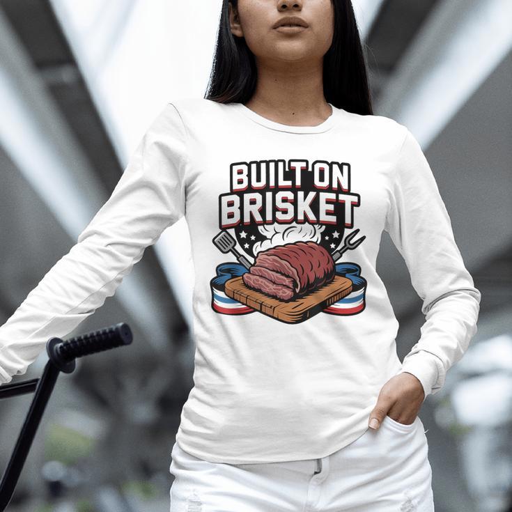 4th July BBQ Dad American Flag Brisket Smoke Unisex Long Sleeve T-Shirt