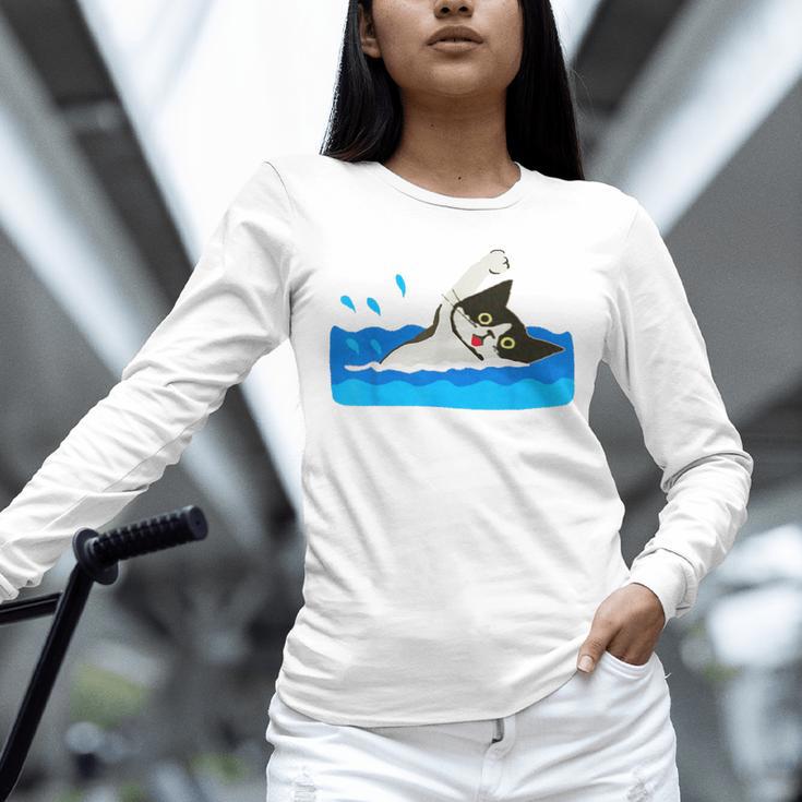 Cat Swimming Pool Unisex Long Sleeve T-Shirt Cat Swimming Pool Unisex Long Sleeve T-Shirt