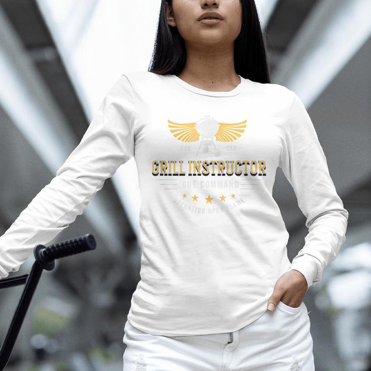 Grill Instructor BBQ Dad – 'Cue Command Op Open Flame Father Unisex Long Sleeve T-Shirt Grill Instructor BBQ Dad – 'Cue Command Op Open Flame Father Unisex Long Sleeve T-Shirt