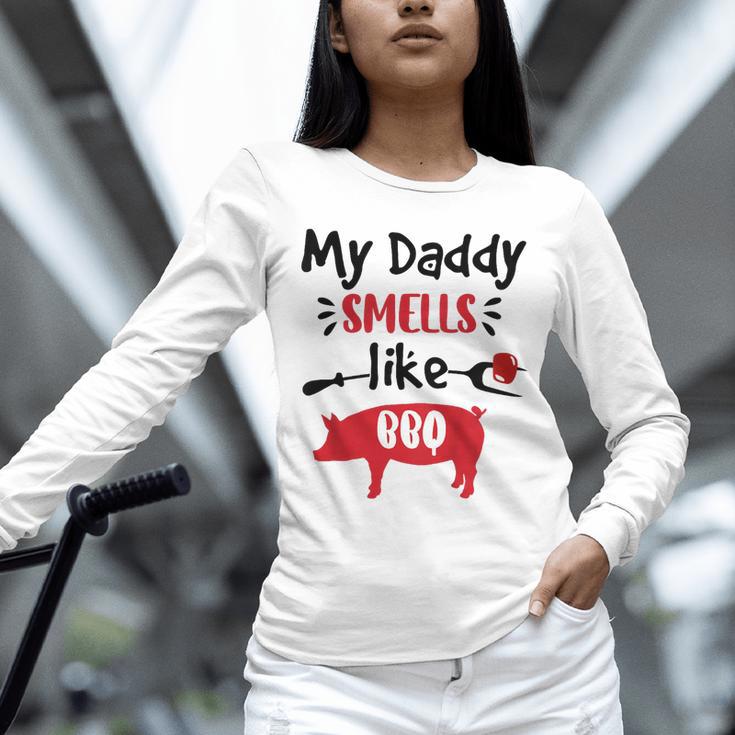 Kids My Daddy Smells Like BBQ Grilling Dad BBQ Dad Master Grill Unisex Long Sleeve T-Shirt