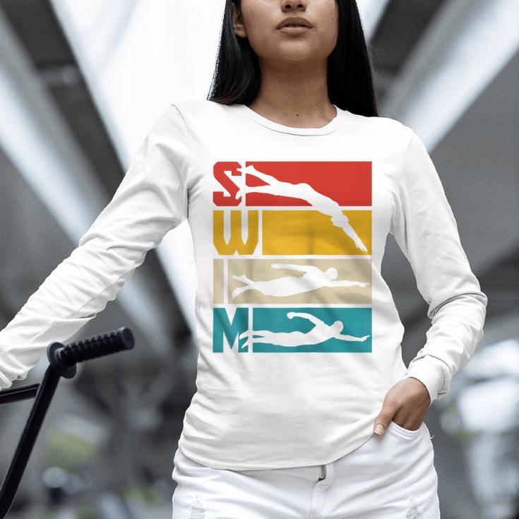 Swim Swimming Vintage Retro Swimmer Raglan Baseball Tee Unisex Long Sleeve T-Shirt Swim Swimming Vintage Retro Swimmer Raglan Baseball Tee Unisex Long Sleeve T-Shirt