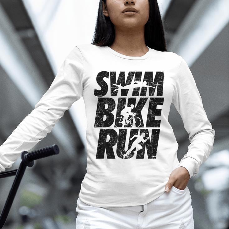 Swimming Cycling Running Triathlon Running Swimming Unisex Long Sleeve T-Shirt