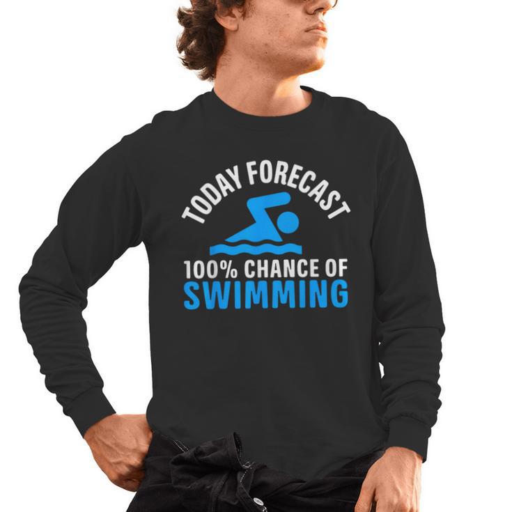 100 Chance Of Swimming Swimmer Swimming Men's Long Sleeve T-Shirt