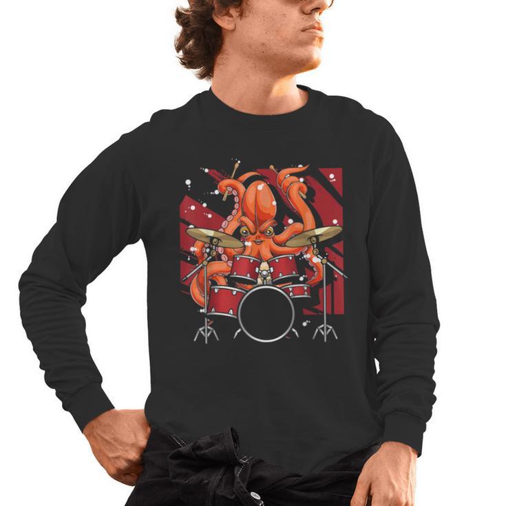 Animal Octopus Musician Drum Kit Octopus Drummer Men's Long Sleeve T-Shirt
