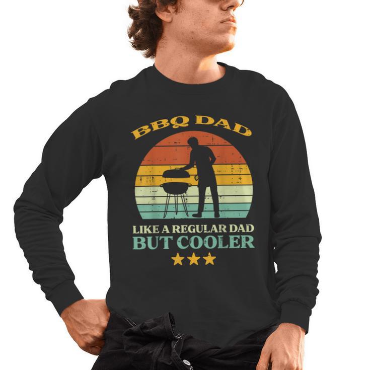 Bbq Dad Cooler Retro Barbecue Grill Fathers Day Daddy Papa Men's Long Sleeve T-Shirt