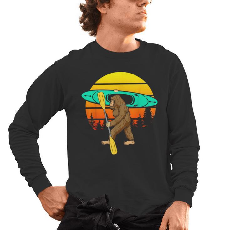 Bigfoot Kayak Paddling Lake Rafts Inflatable Canoe Sasquatch Men's Long Sleeve T-Shirt