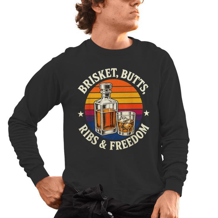 Brisket Butts Ribs And Freedom BBQ Dad Men's Long Sleeve T-Shirt