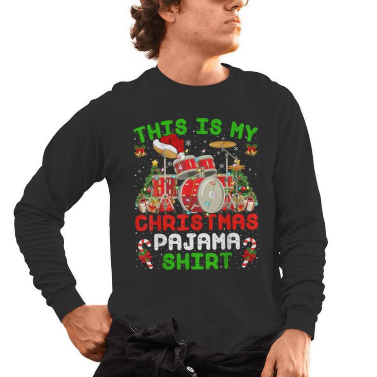 This Is My Christmas Pajama Shirt Drum Kit Christmas Men's Long Sleeve T-Shirt