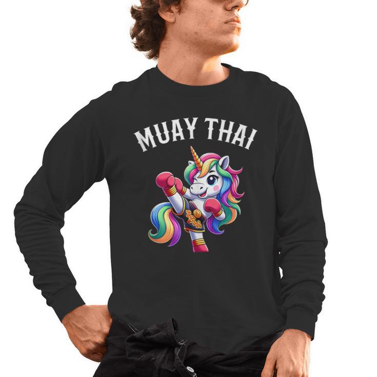 Cute Muay Thai Unicorn Men's Long Sleeve T-Shirt