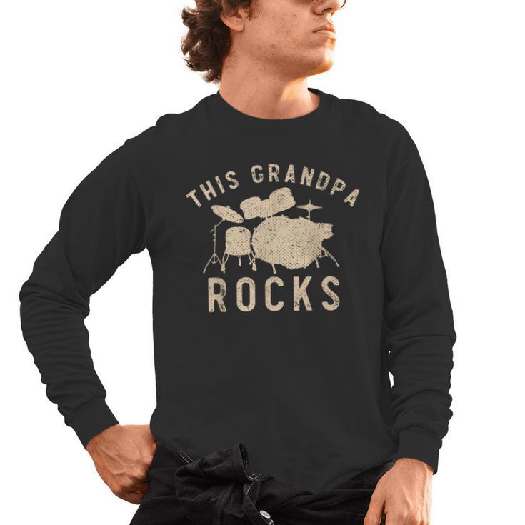 Dieser Opa Rockt Trommzeuger Drummer Musik Drum Kit Men's Long Sleeve T-Shirt