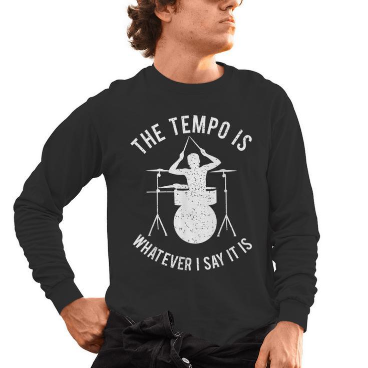 Drum Kit Graphic For a Drummer With Percussion Instruments Men's Long Sleeve T-Shirt