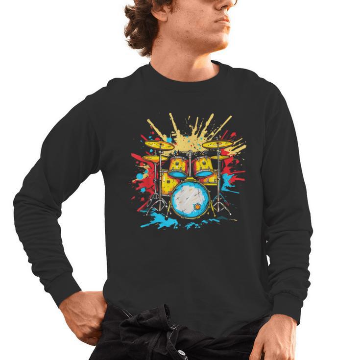 Drum Kit Steamwave Music Band Men's Long Sleeve T-Shirt