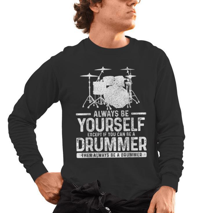 Drummer Drum Kit Saying Drummer Men's Long Sleeve T-Shirt