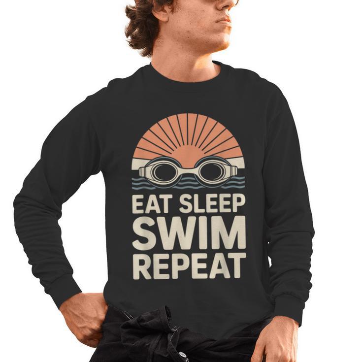 Eat Sleep Swim Repeat Swimmer Swimming Men's Long Sleeve T-Shirt