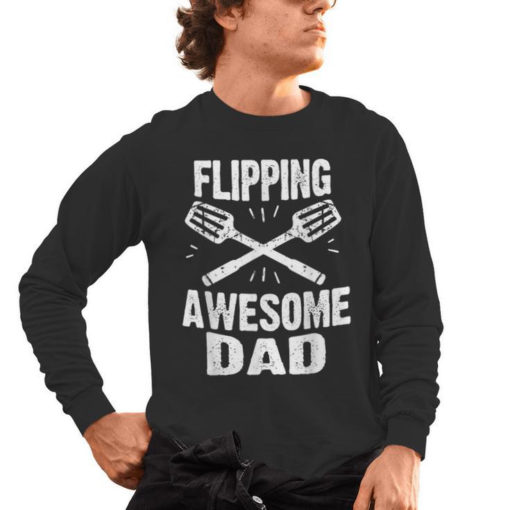 Flipping Awesome BBQ Dad Shirt Grilling Father's Day Men's Long Sleeve T-Shirt