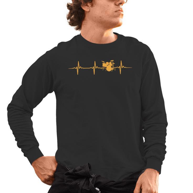 Great Drum Kit Heartbeat Drummer Men's Long Sleeve T-Shirt