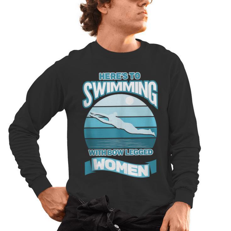 Here's To Swimming With Bow Legged Women Vintage Style Men's Long Sleeve T-Shirt