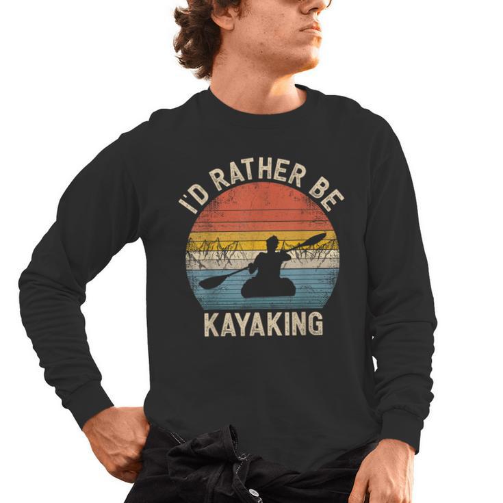 I'D Rather Be Kayaking Canoe Boating Vintage Kayak Men's Long Sleeve T-Shirt