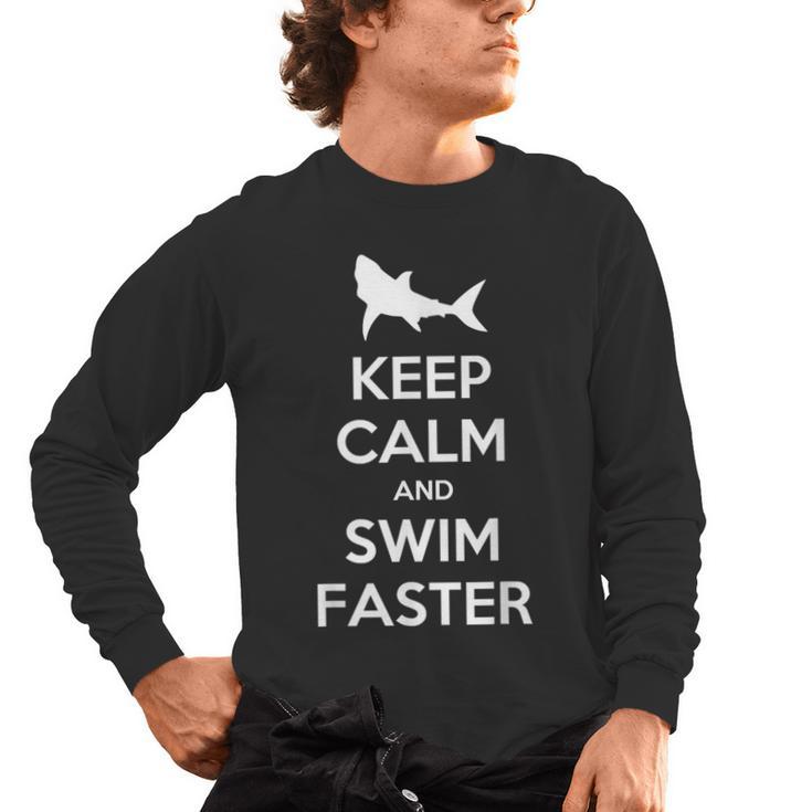 Keep Calm And Swim Faster Swimming T-Shirt Men's Long Sleeve T-Shirt