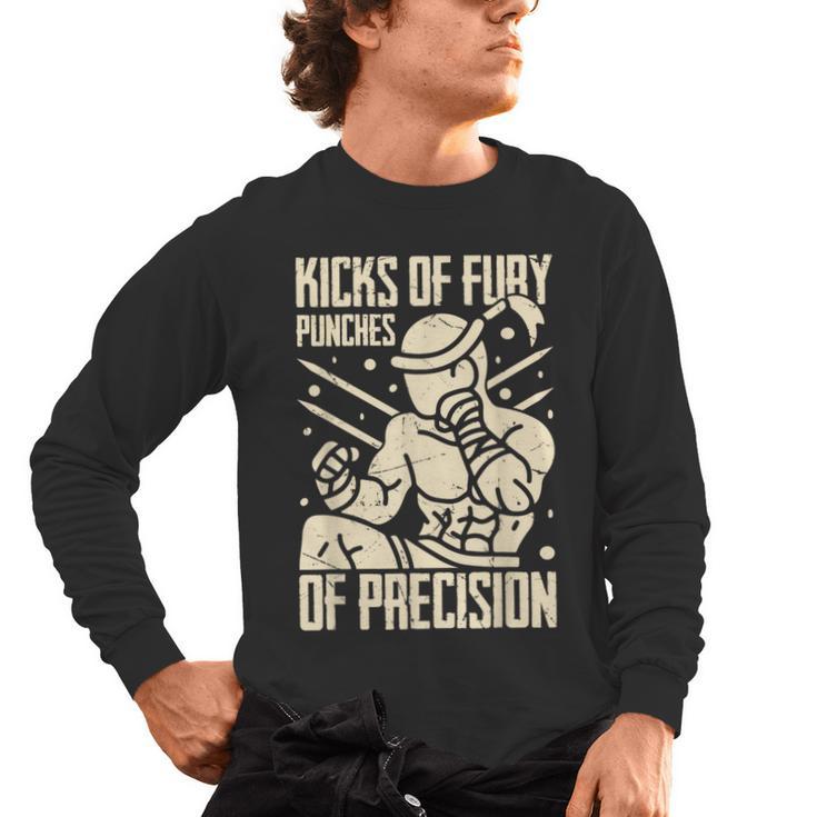 Kicks Of Fury Punches Of Precision Muay Thai Men's Long Sleeve T-Shirt