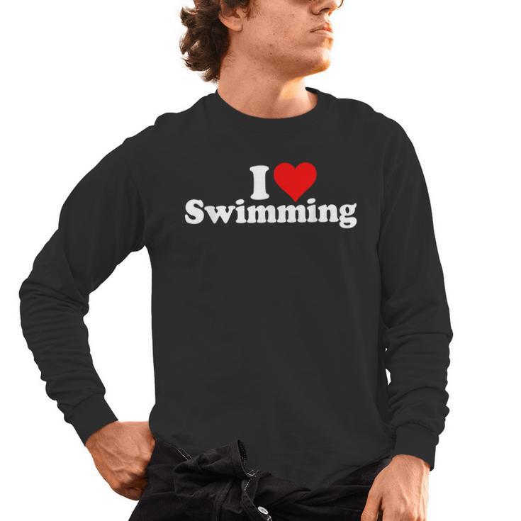 I LOVE HEART SWIMMING Men's Long Sleeve T-Shirt