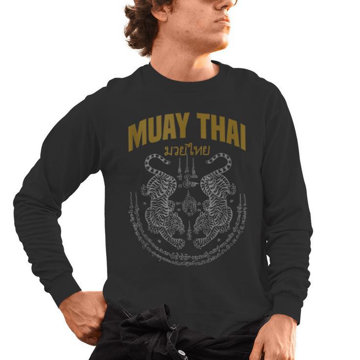 Muay Thai Art Twin Tigers Muay Thai Fighter MMA Martial Arts Men's Long Sleeve T-Shirt
