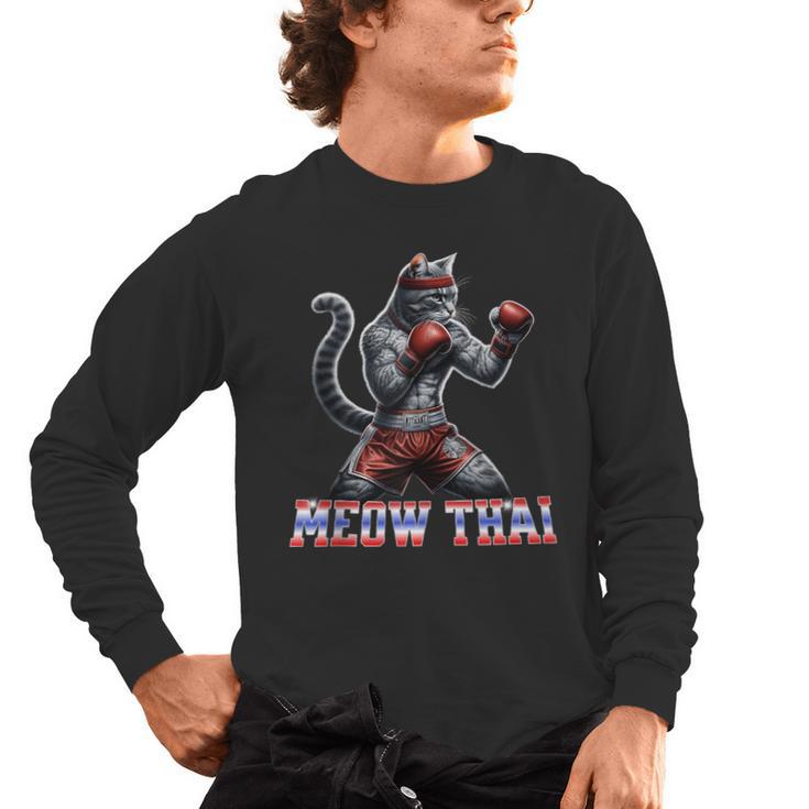 Muay Thai Cat Meow Thai Boxing Men's Long Sleeve T-Shirt