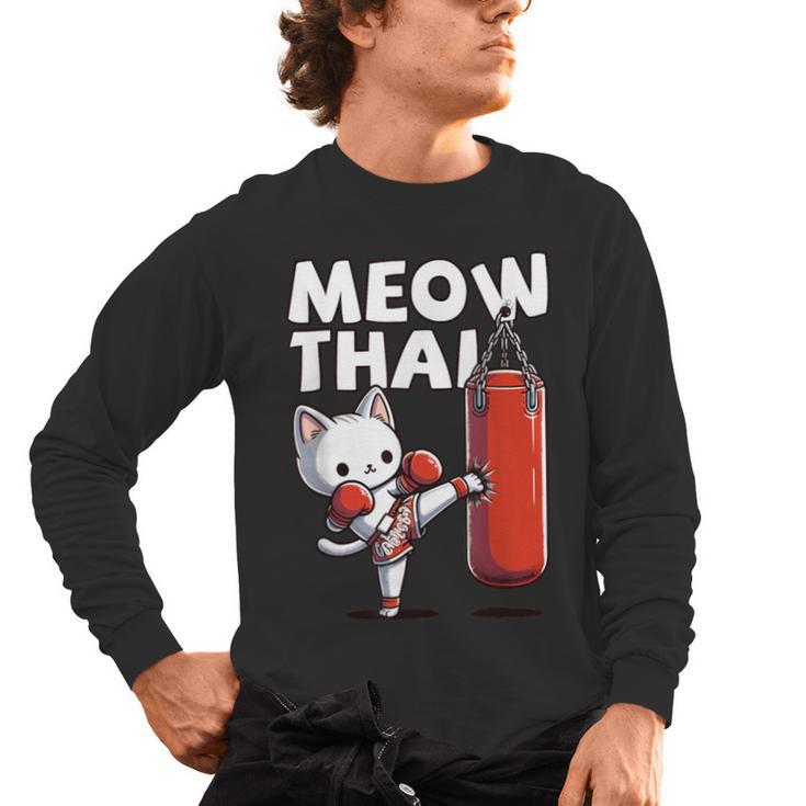 Muay Thai Cat Meow Thai Thai Boxing For Youth Muay Thai Men's Long Sleeve T-Shirt