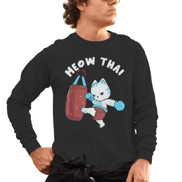 Muay Thai Cat Meow Thai Punch Bag Martial Arts Men's Long Sleeve T-Shirt