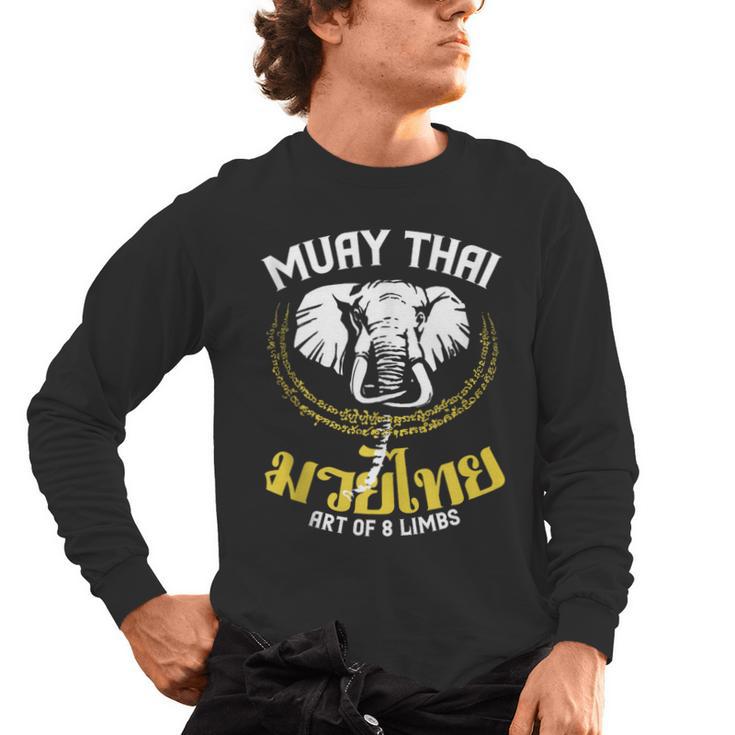 Muay Thai Elephant Martial Arts Thai Boxing Coach Lover Men's Long Sleeve T-Shirt