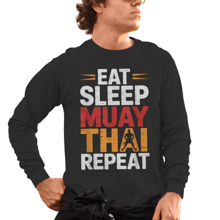 Muay Thai Fighter Eat Sleep Repeat Lifestyle Training Men's Long Sleeve T-Shirt