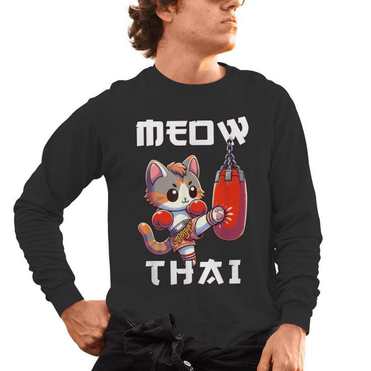Muay Thai Meow Thai & Thai Boxing Muay Thai Cat Men's Long Sleeve T-Shirt