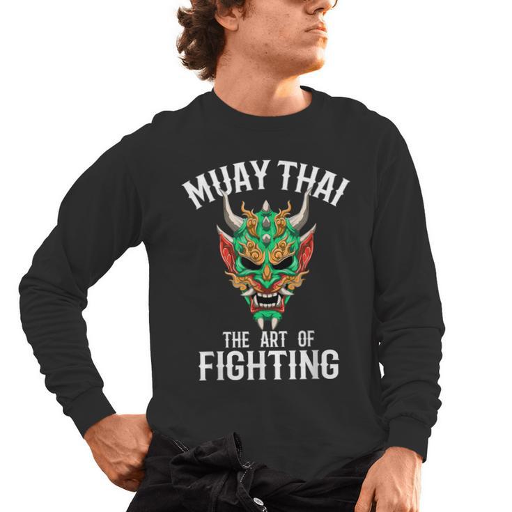 Muay Thai Oni Mask Thai Boxing And Kickboxing Men's Long Sleeve T-Shirt