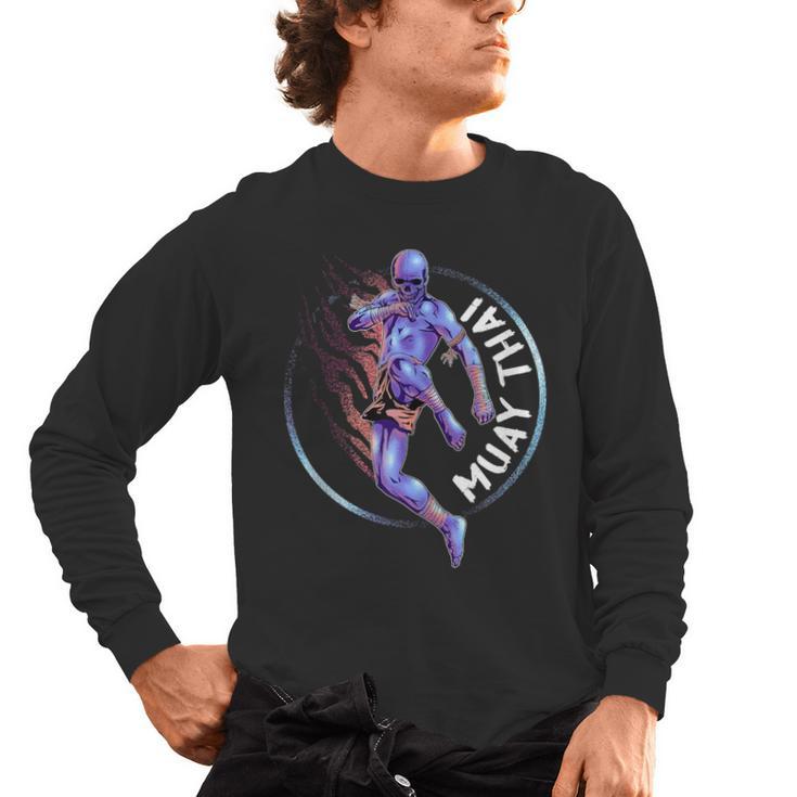 Muay Thai Skeleton Men's Long Sleeve T-Shirt