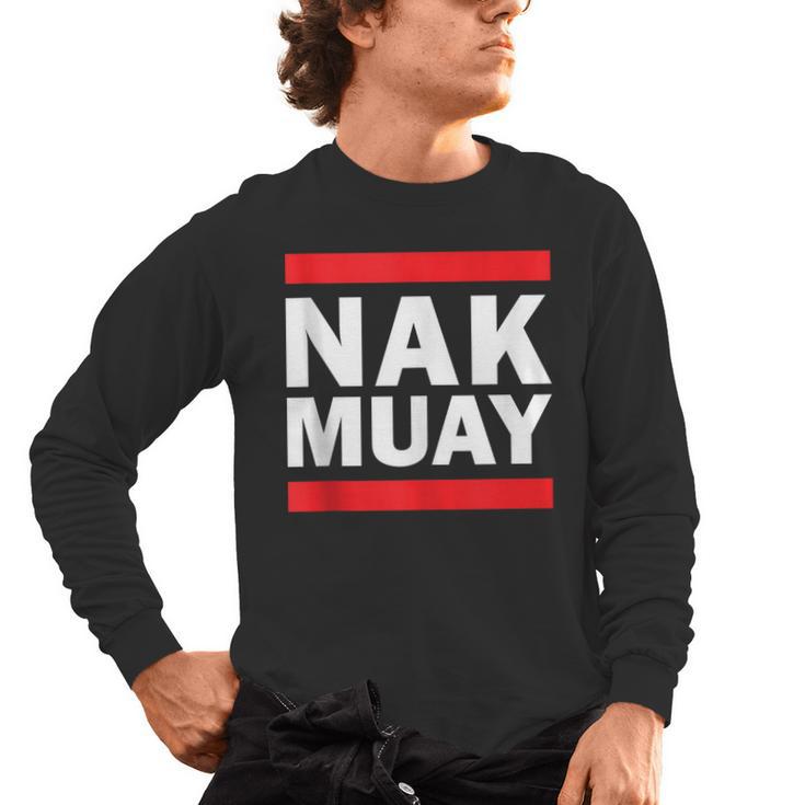 Nak Muay Thai Kickboxing KnuckMuay Thai Kickboxing Kickboxer Fighter MMA Men's Long Sleeve T-Shirt