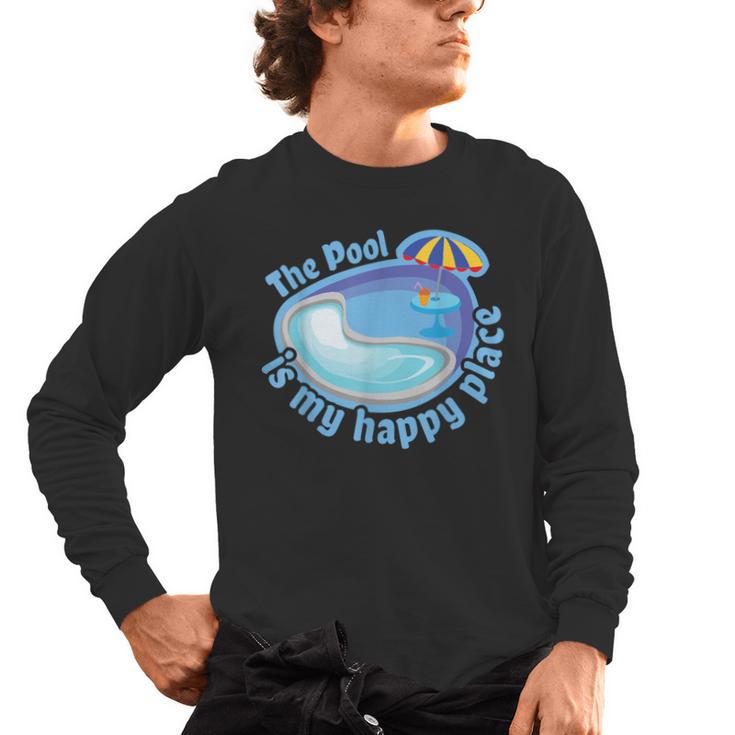 The Pool Is My Happy Place T Shirt Summer Swimming Tee Men's Long Sleeve T-Shirt